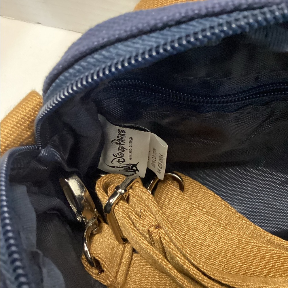 Disney Parks Mickey Mouse Navy Blue Crossbody Bag with Tan Strap or Fanny Pack - Picture 5 of 5